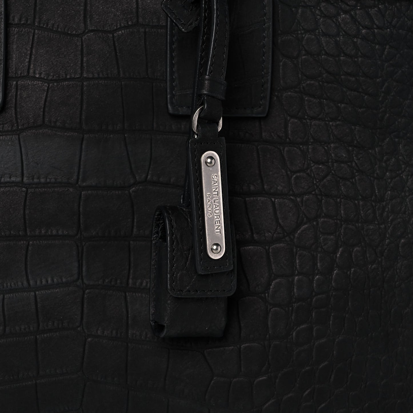 Crocodile Embossed Suede Small Supple Sac de Jour Black