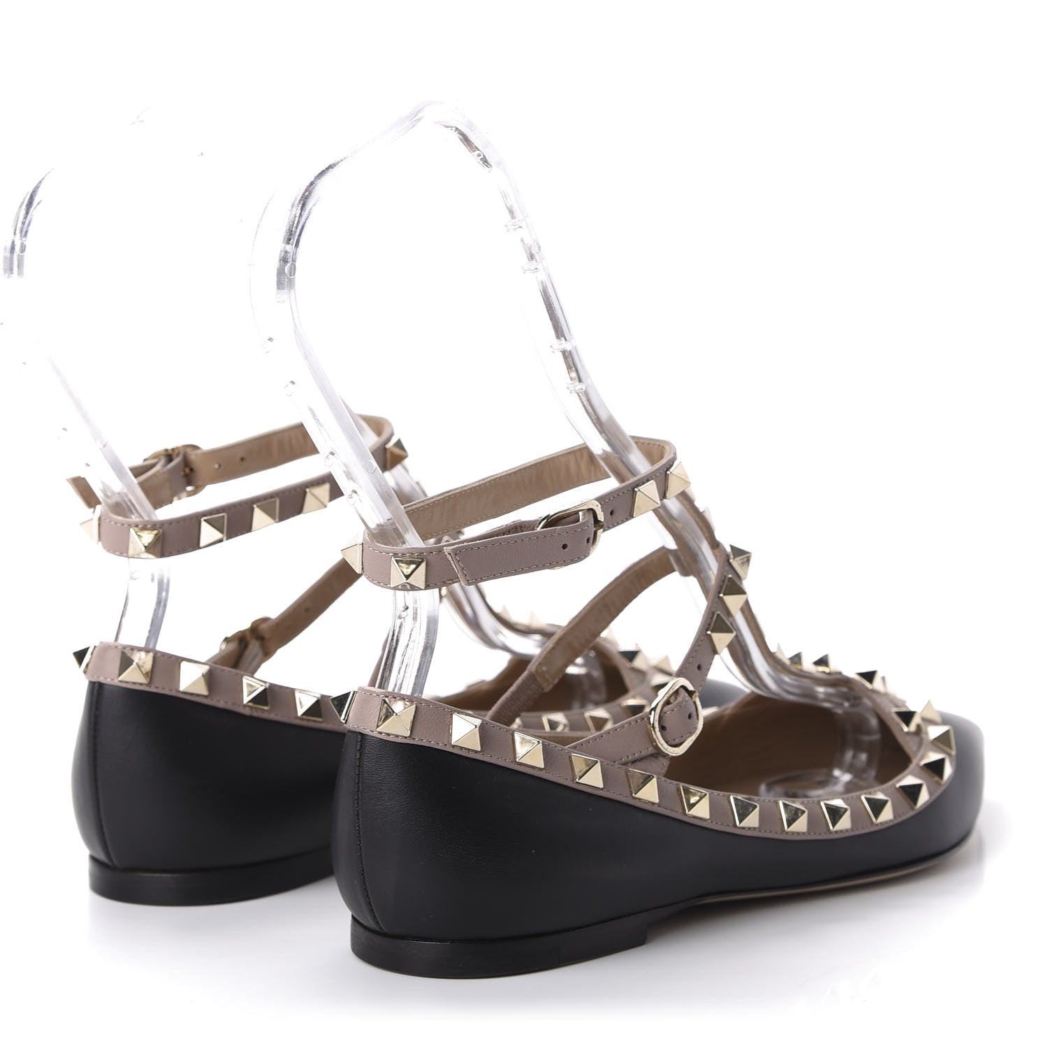 Valentino Garavani Nappa Rockstud Cage Ballerina Flats 36.5 Black Poudre 4 of 9