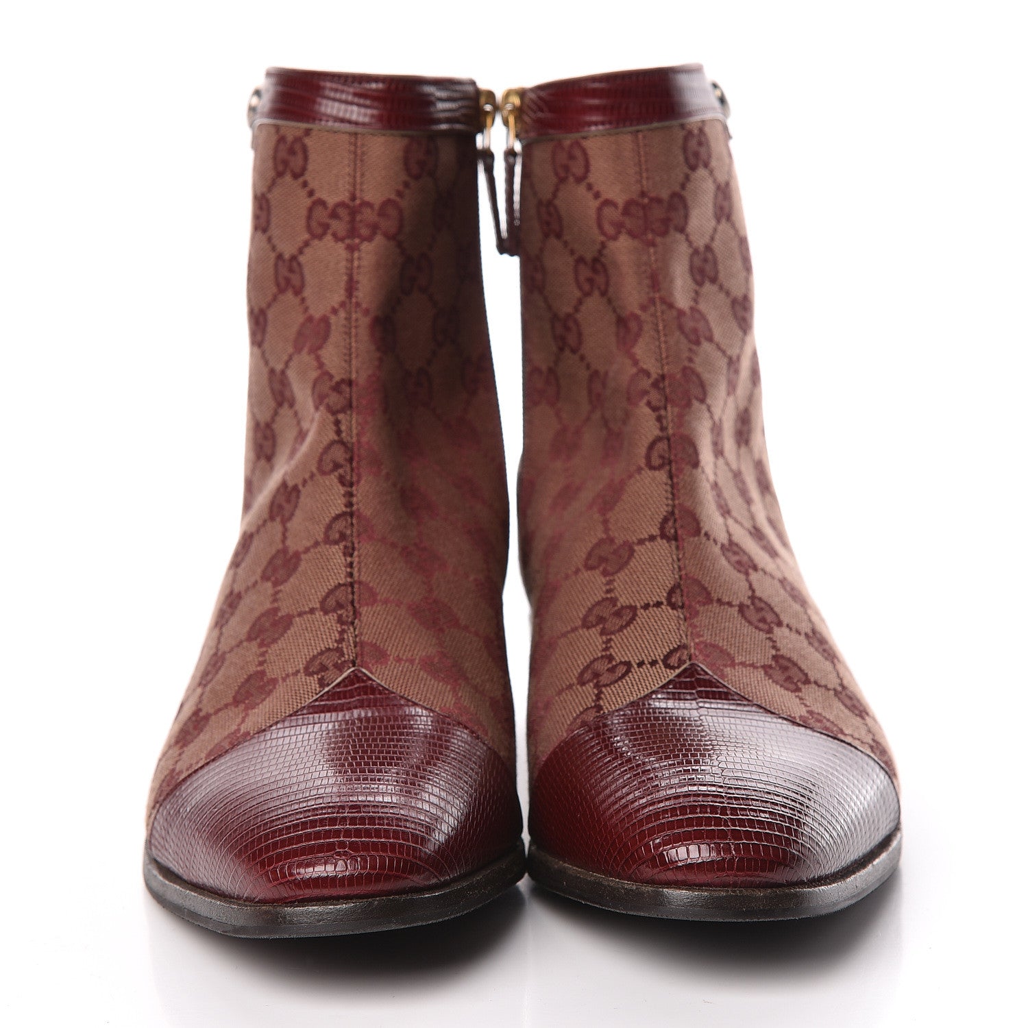 Gucci GG Monogram Lizard Mens GG Ankle Boots 9 Sahara Rubino Bright Bordeaux 2 of 12