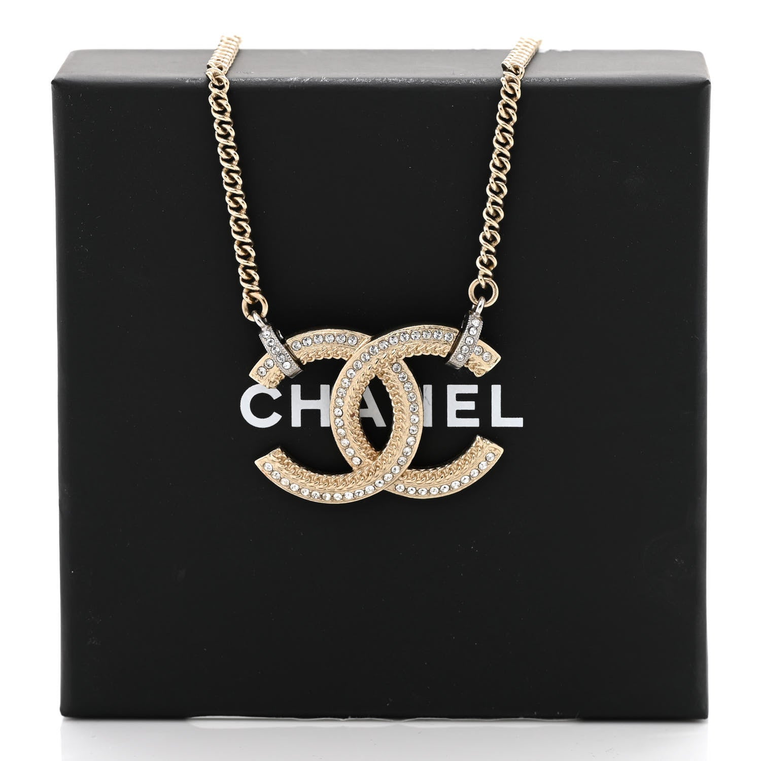 Chanel Crystal Logo CC Chain Necklace Gold 6 of 6
