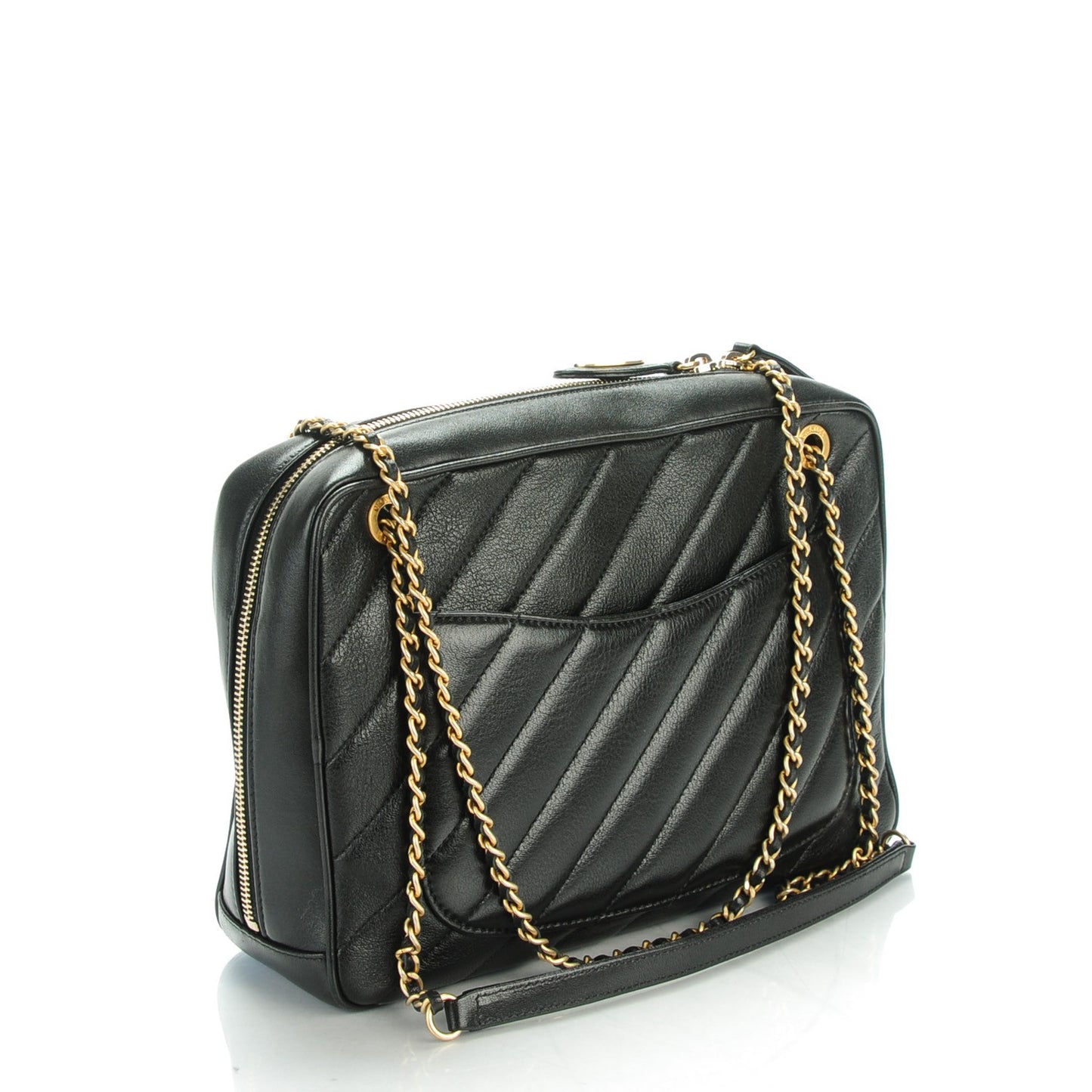 Lambskin Quilted Coco Vintage Camera Case Black