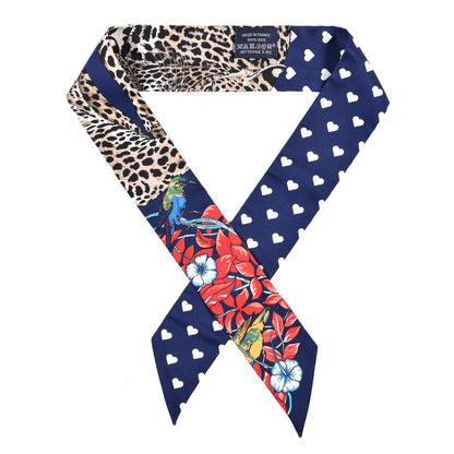 Hermes Silk Jungle Love Twilly Marine Rouge Brun 1 of 4