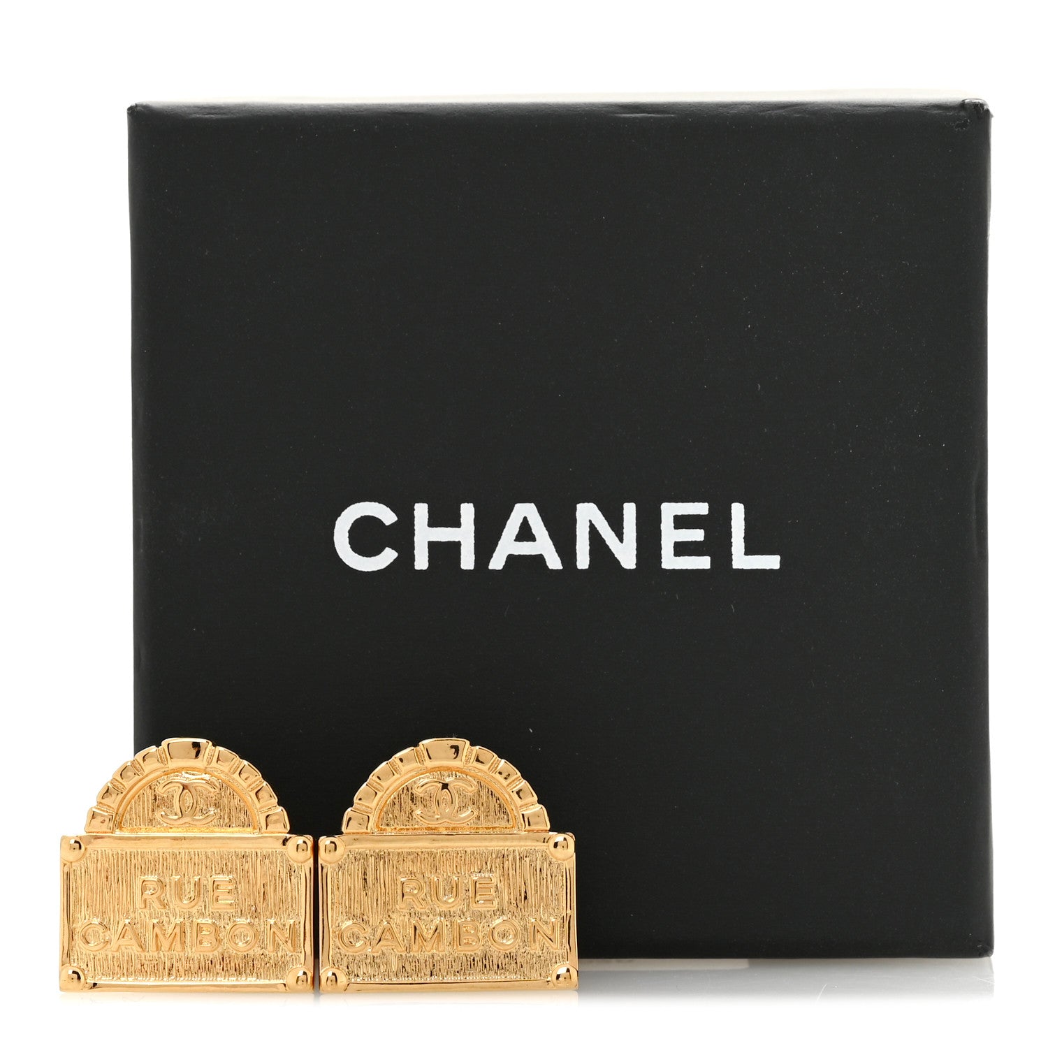Chanel Metal Rue Cambon Earrings Gold 5 of 5