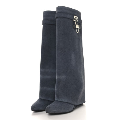 Givenchy Washed Denim Shark Lock Pant Boots 38 Black 3 of 9