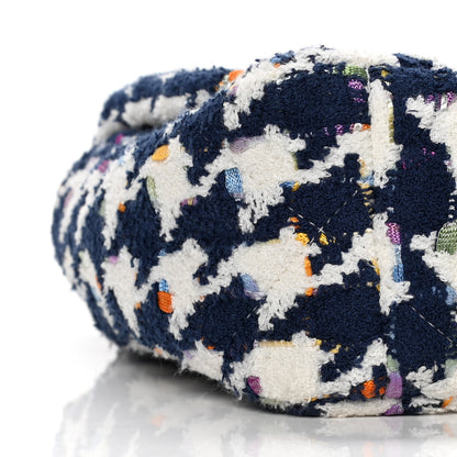 Chanel Tweed Quilted Medium Chanel 19 Flap Ecru Navy Blue Multicolor 4 of 8