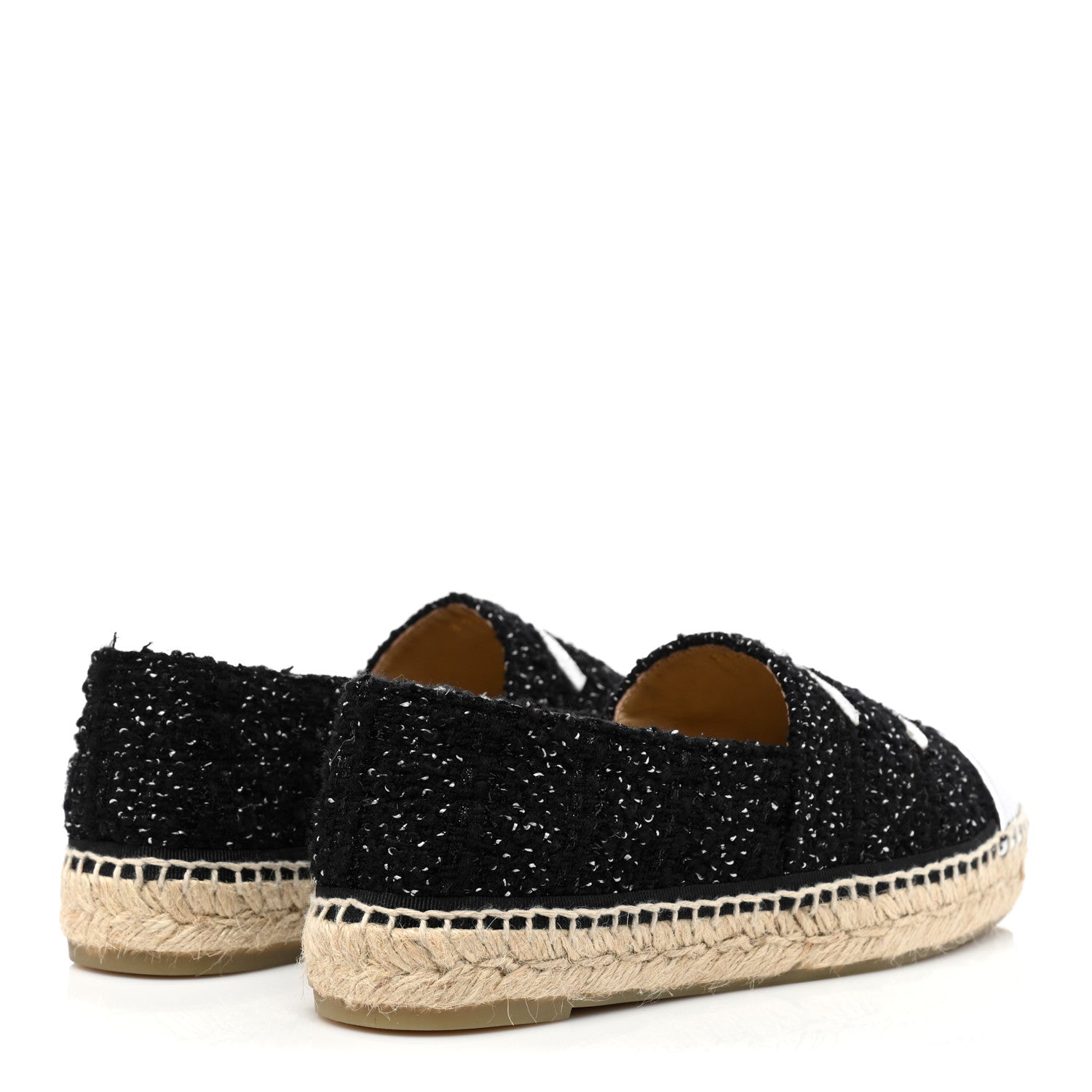 Chanel Metallic Lambskin Tweed CC Espadrilles 39 Black Silver 4 of 9