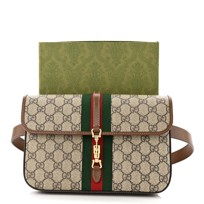 Gucci GG Supreme Monogram Azalea Calfskin Web Jackie 1961 Belt Bag 100 40 Beige Ebony Brown Sugar 11 of 11