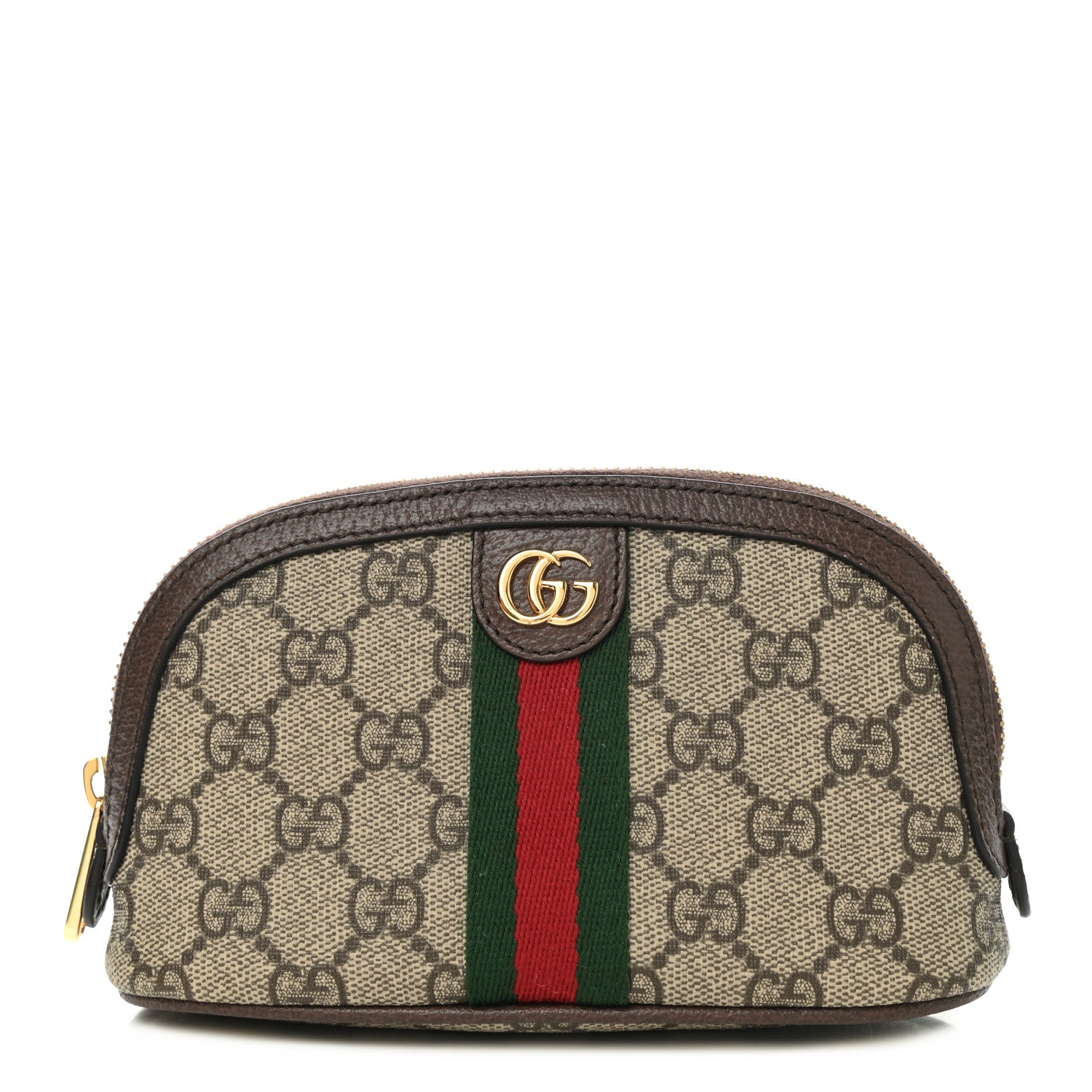 Gucci GG Supreme Monogram Textured Calfskin Web Medium Ophidia Cosmetic Case Beige Ebony New Acero 1 of 8