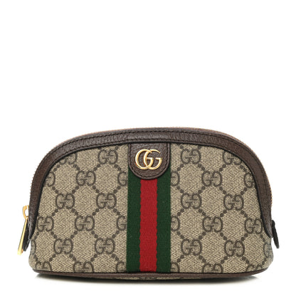 Gucci GG Supreme Monogram Textured Calfskin Web Medium Ophidia Cosmetic Case Beige Ebony New Acero 1 of 8