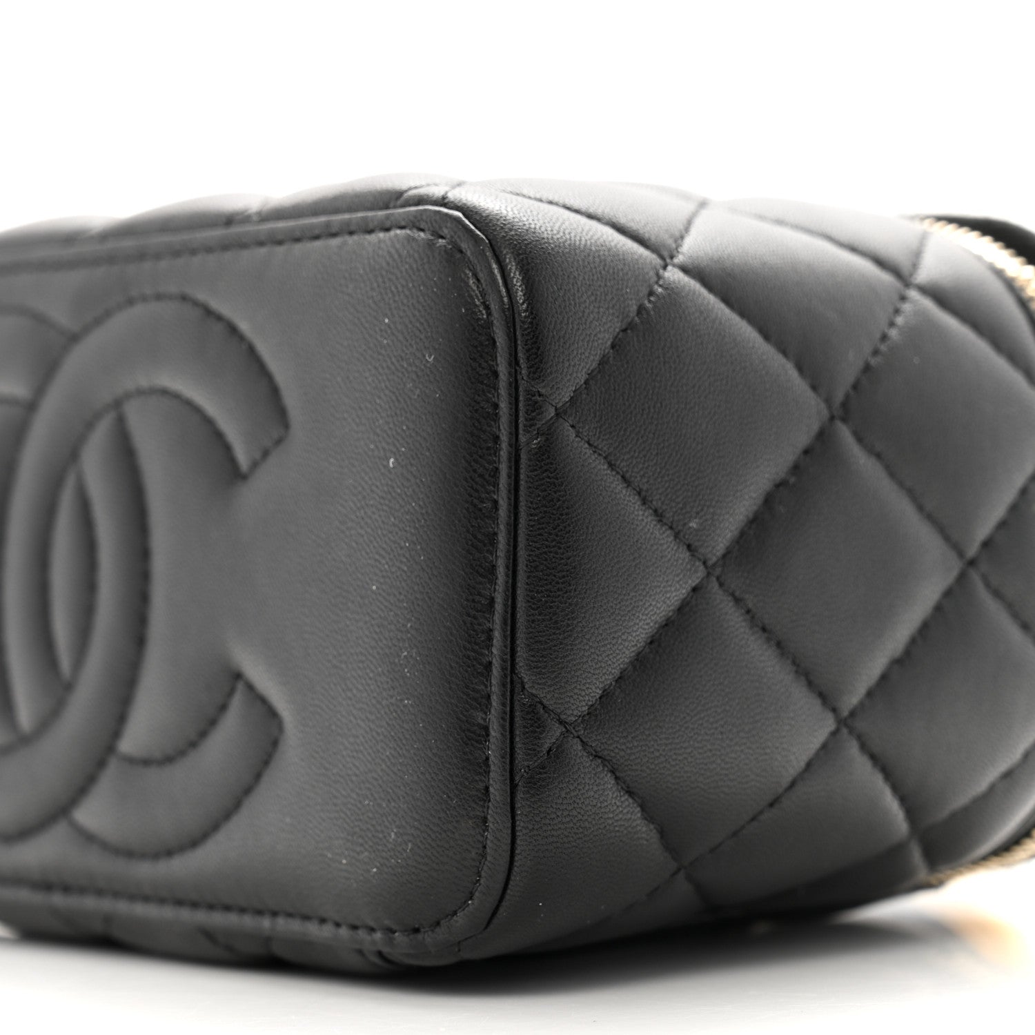 Chanel Lambskin Quilted Metal Small Top Handle Vanity Case With Chain Black 10 of 16