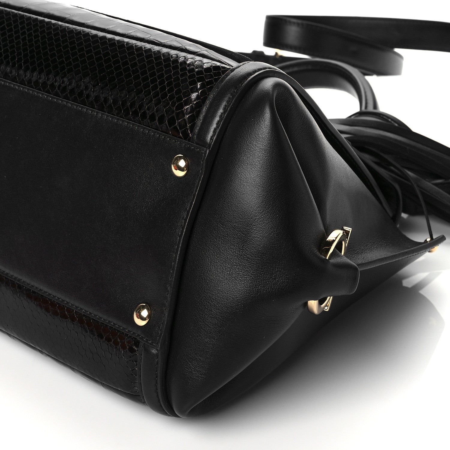 Salvatore Ferragamo Python Crocodile Ostrich Medium Sofia Satchel Black 9 of 9