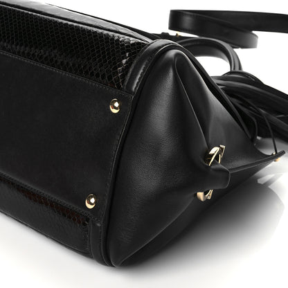 Salvatore Ferragamo Python Crocodile Ostrich Medium Sofia Satchel Black 9 of 9