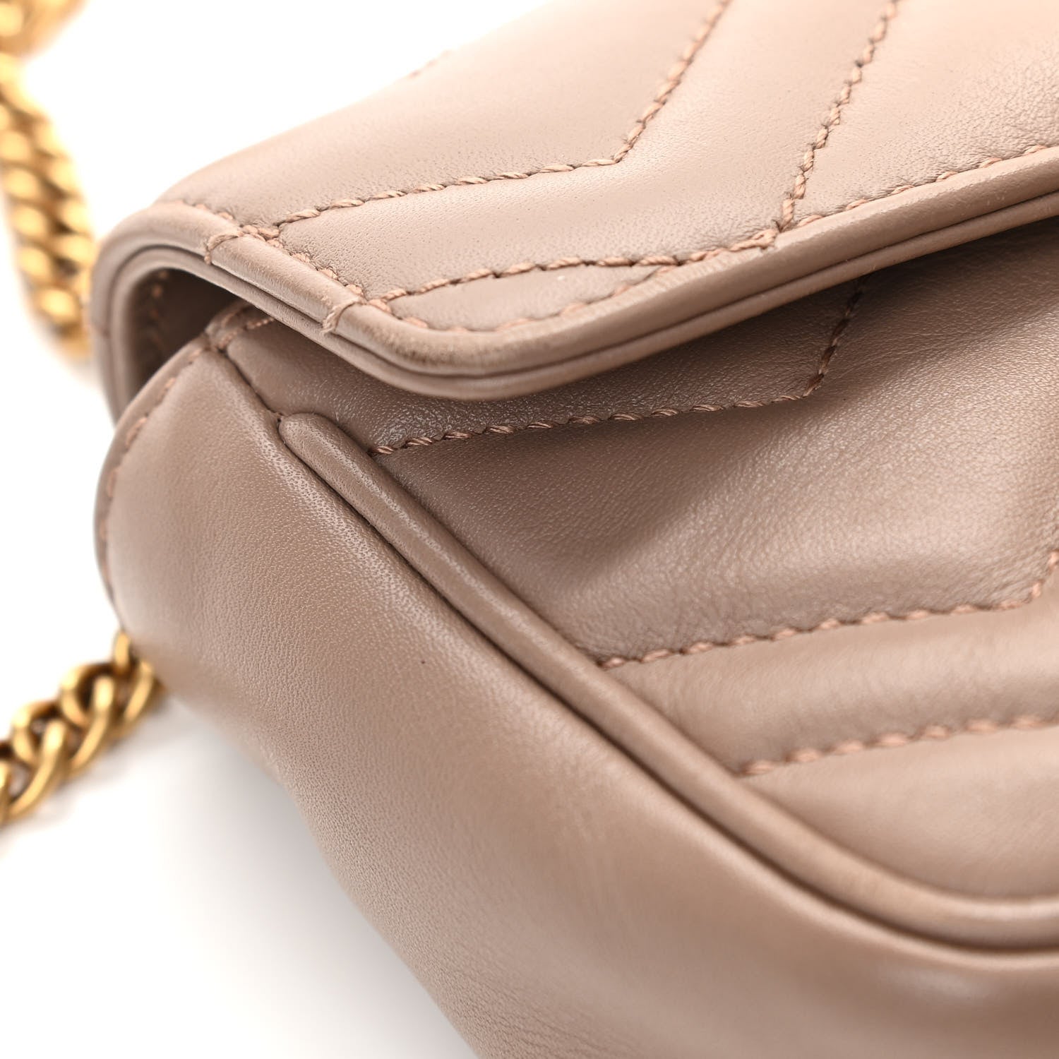 Gucci Calfskin Matelasse Super Mini GG Marmont Shoulder Bag Porcelain Rose 12 of 14