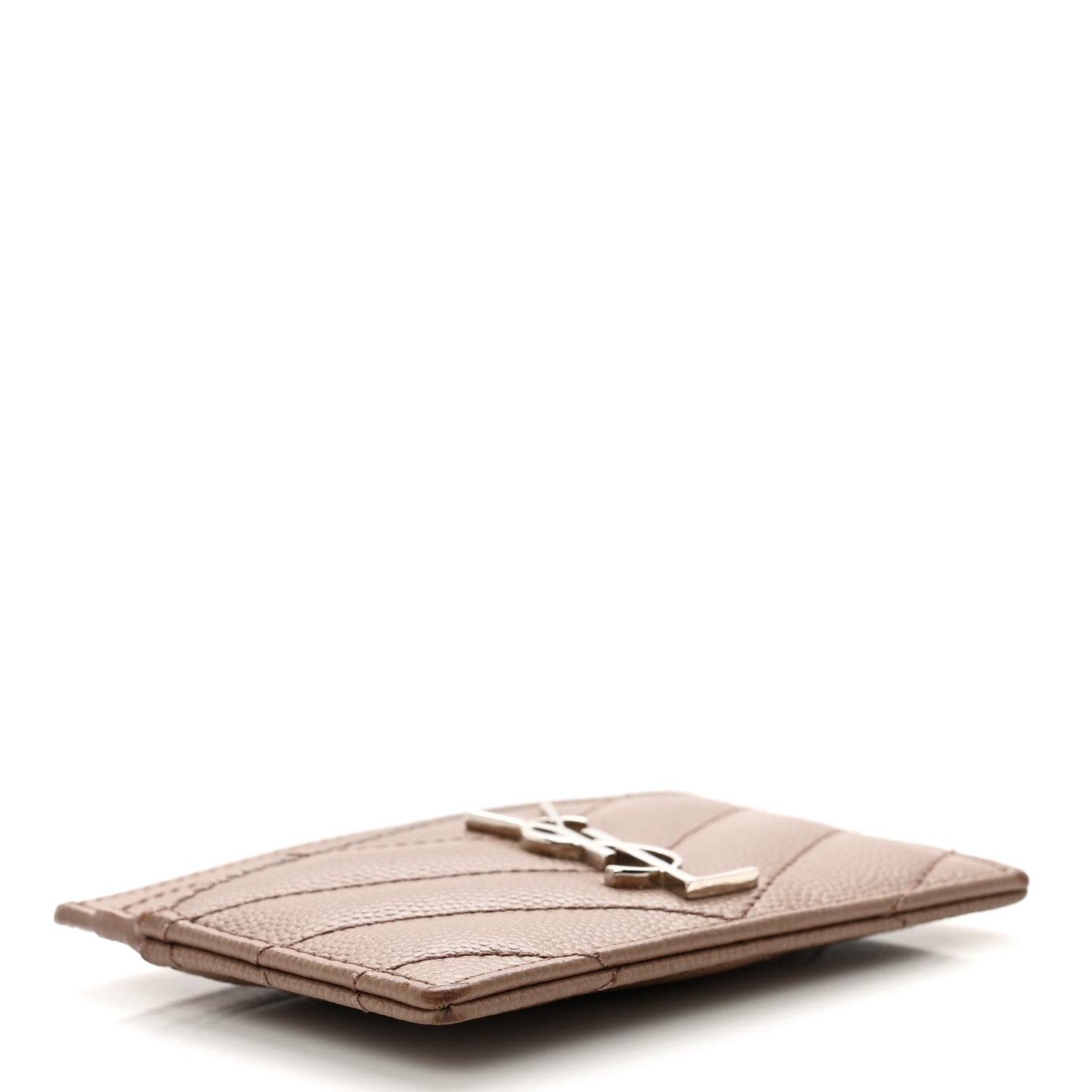 Saint Laurent Grain De Poudre Matelasse Chevron Monogram Credit Card Case Fard 4 of 8