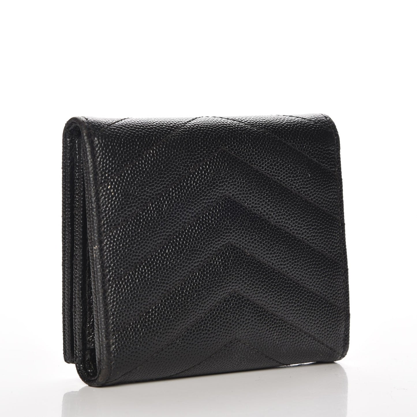 Grain De Poudre Matelasse Chevron Monogram Compact Wallet Black