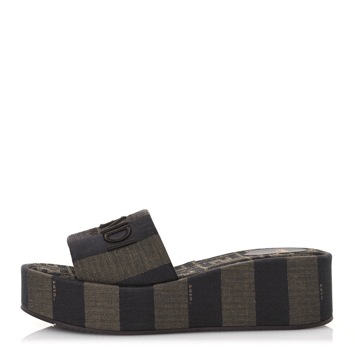 Jacquard Womens FF Sunshine Flatform Slide Sandals 41 Tabacco Black