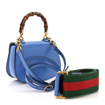 Gucci Boarded Dyana Lux Calfskin Web Mini Bamboo 1947 Top Handle Bag Blue 3 of 12