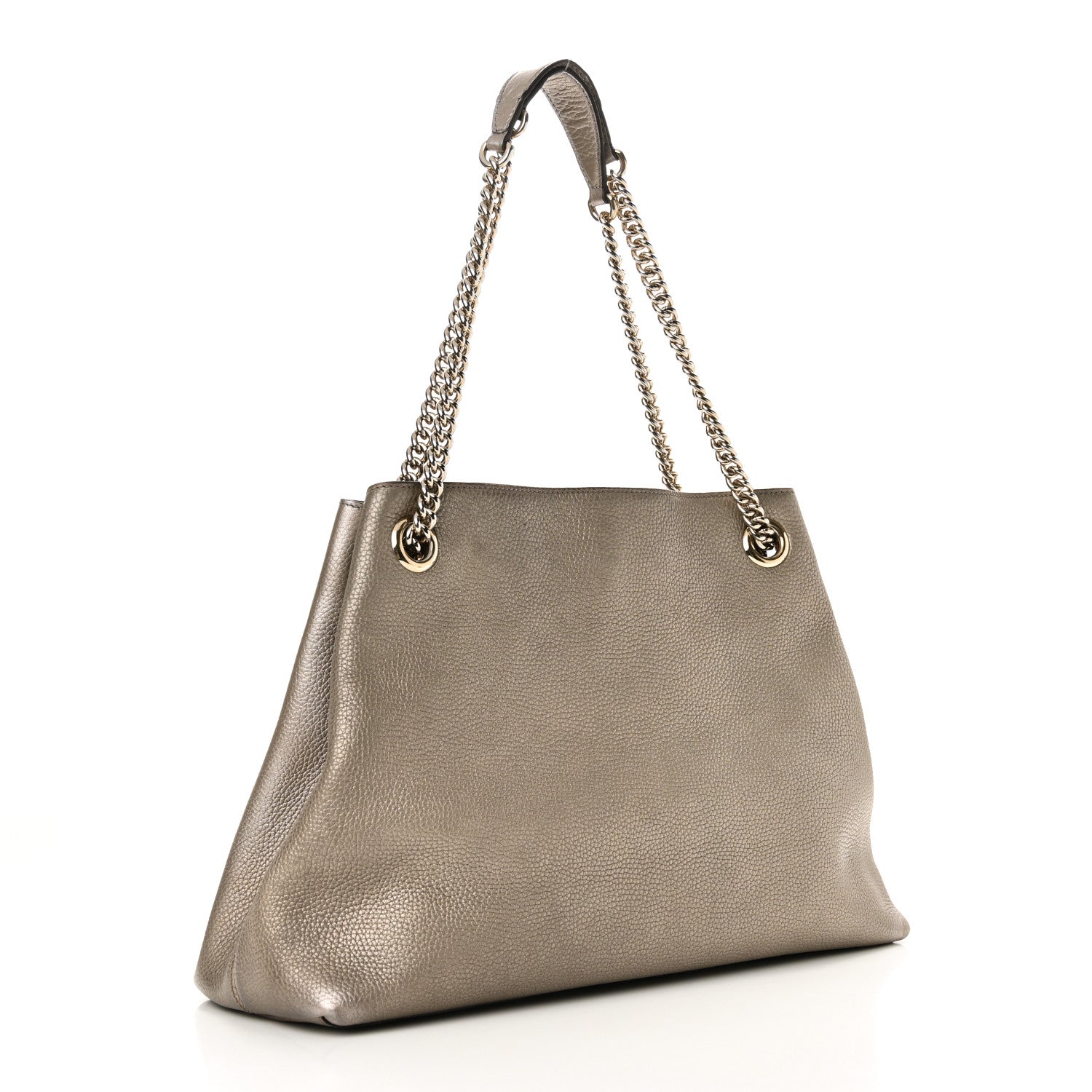 Gucci Metallic Pebbled Calfskin Medium Soho Chain Shoulder Bag Sasso 3 of 10