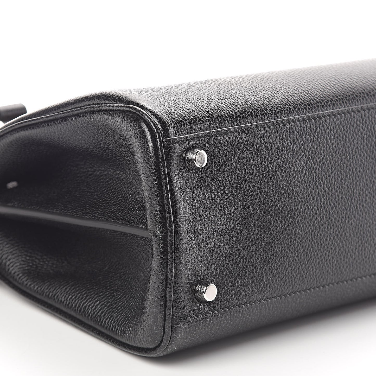 Grainy Calfskin Small Zumi Top Handle Bag Black