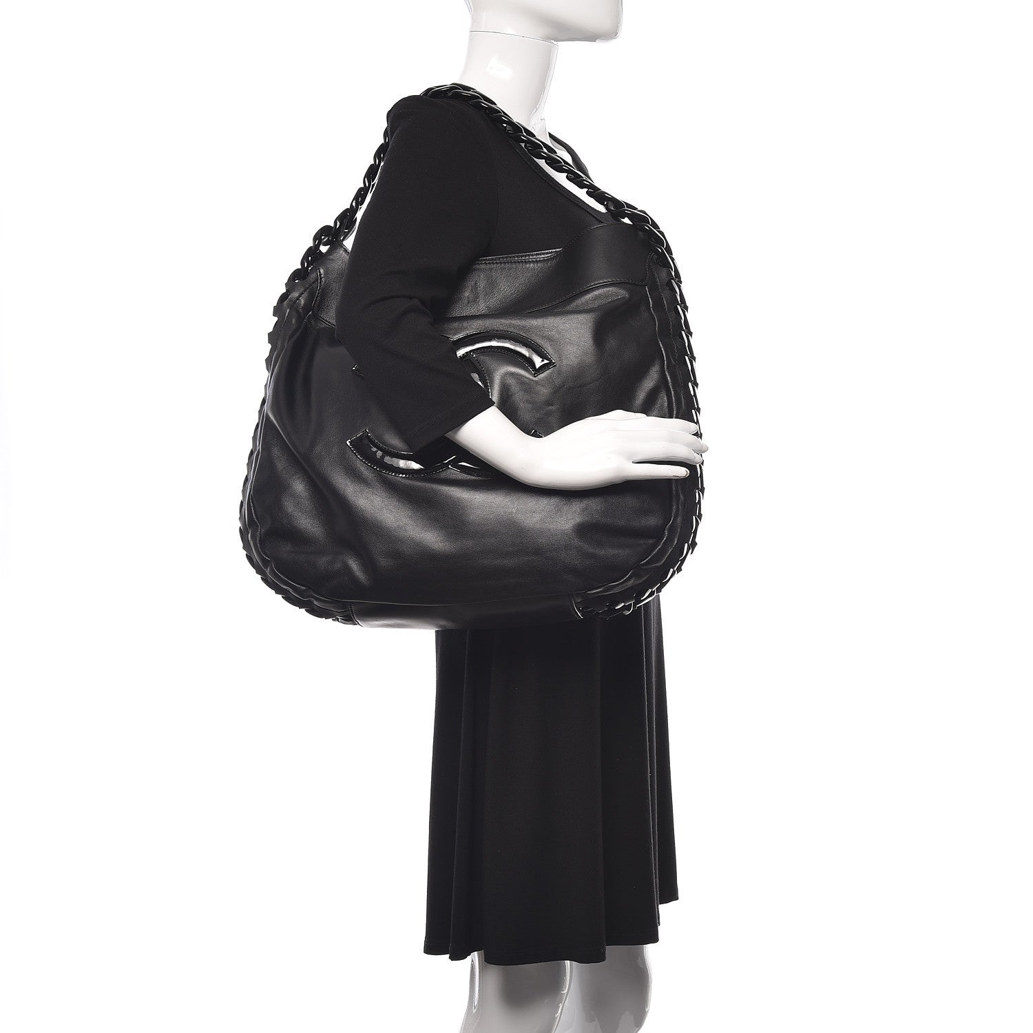 Chanel Calfskin Modern Chain Rhodoid Hobo Black 2 of 11