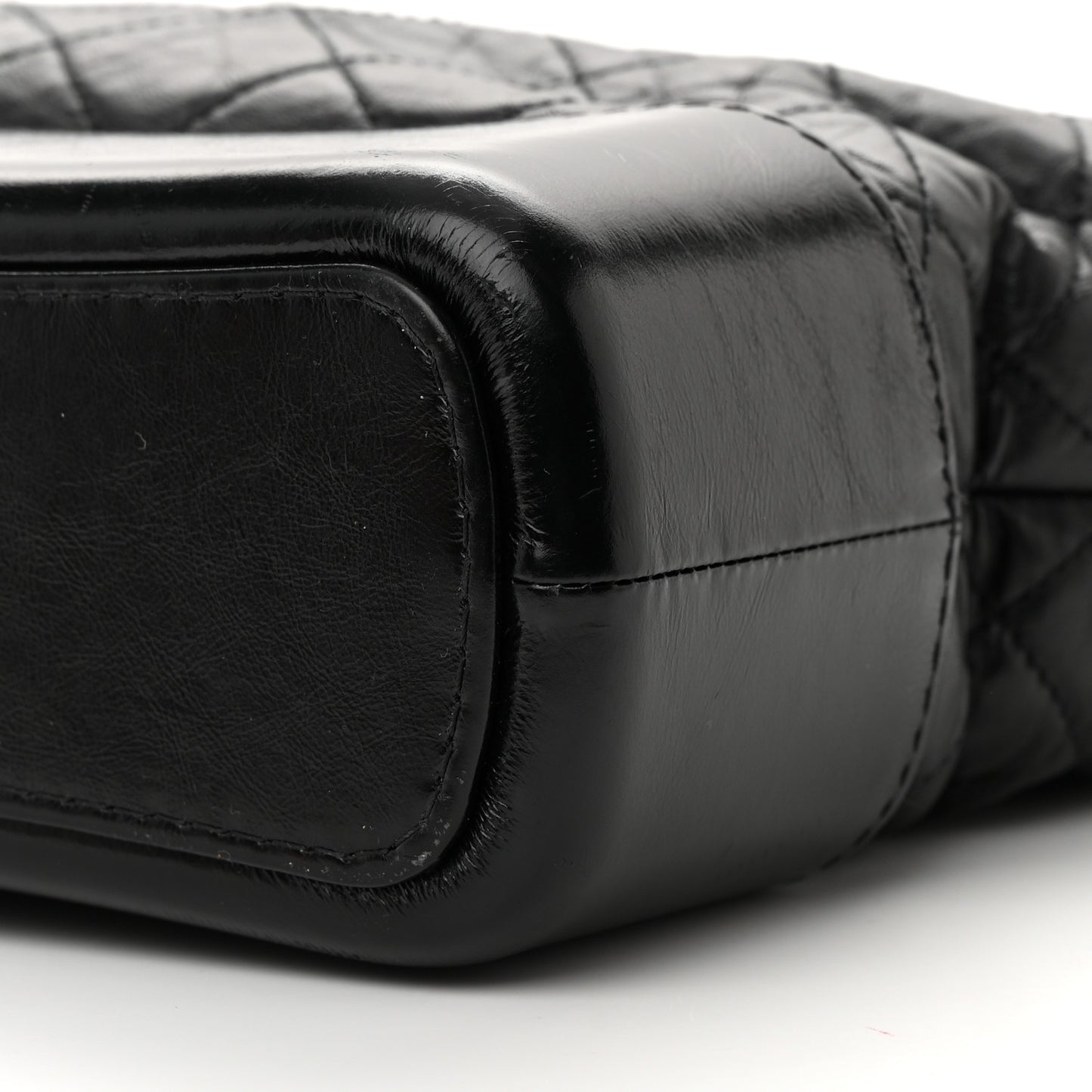 Aged Smooth Calfskin Quilted Medium Gabrielle Logo Hobo Black