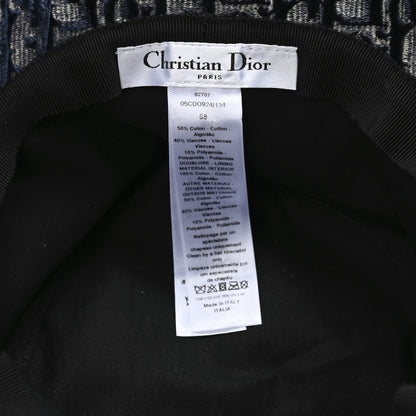 Christian Dior Velvet Oblique Large Brim Bucket Hat 58 Bleu Marine 8 of 8