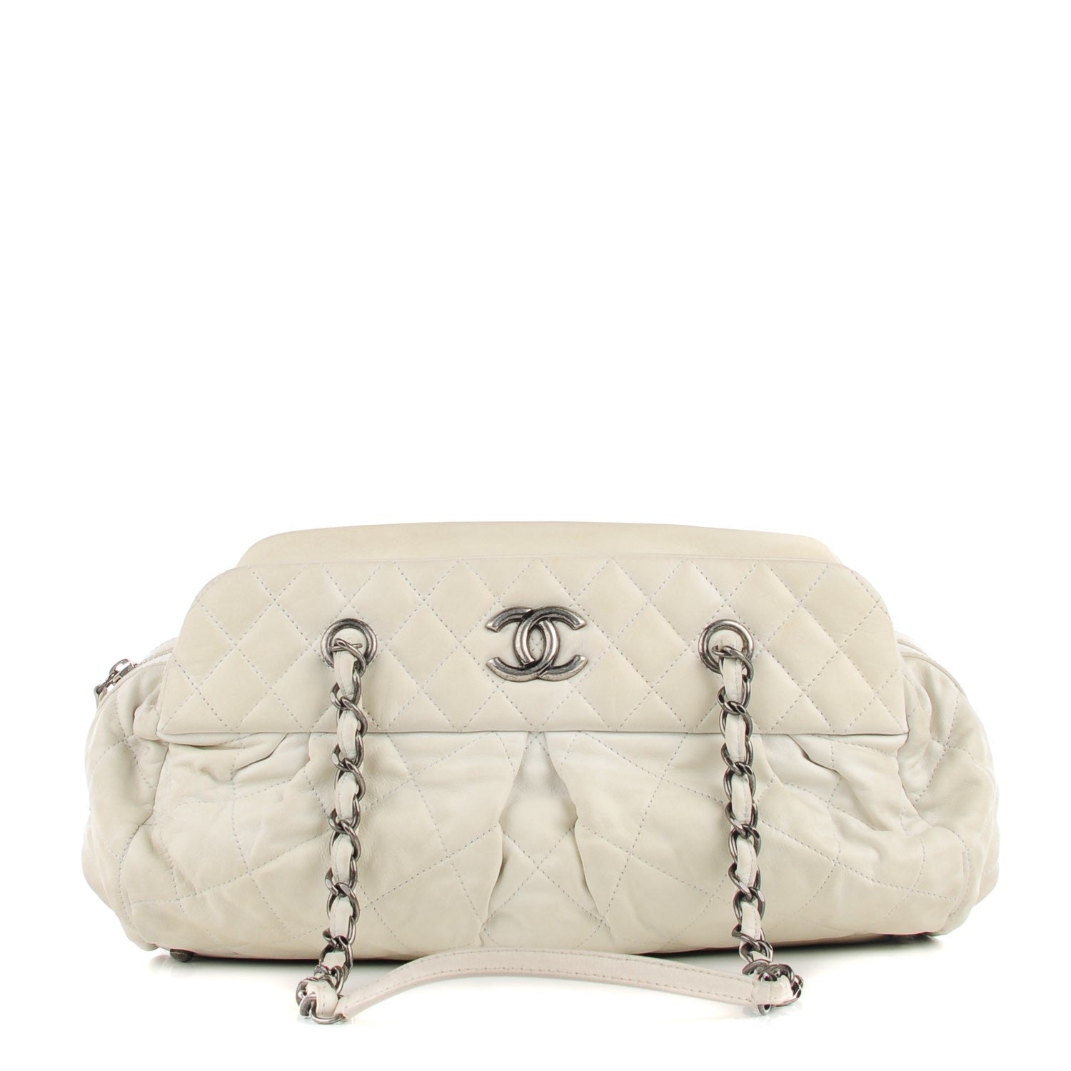 Chanel Iridescent Calfskin Chic Quilt Bowling Bag White 1 of 7