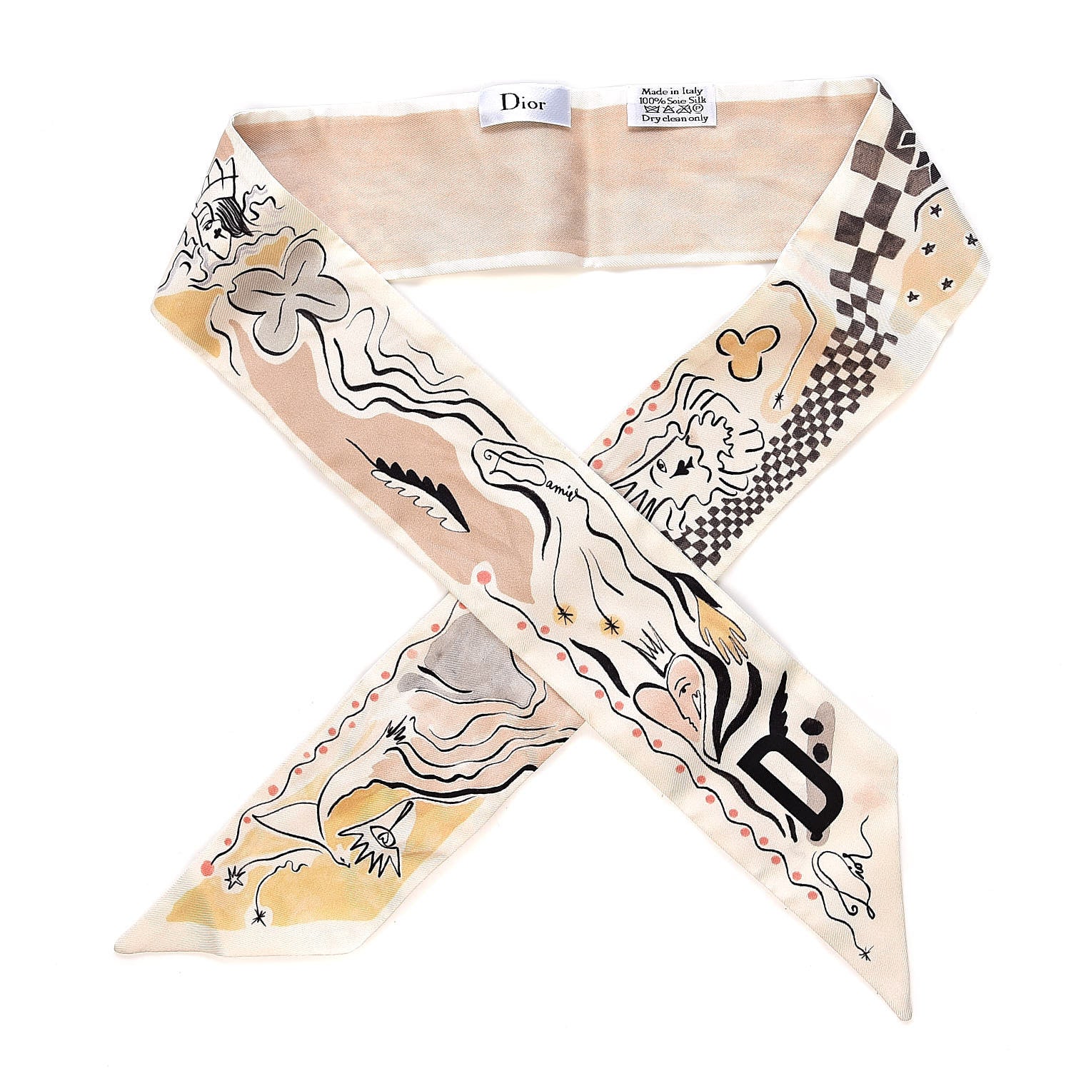 Christian Dior Silk Damier Mitzah Scarf 1 of 4