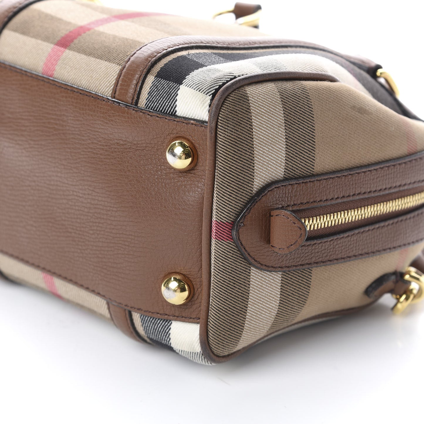 House Check Derby Calfskin Small Alchester Bowling Bag Tan