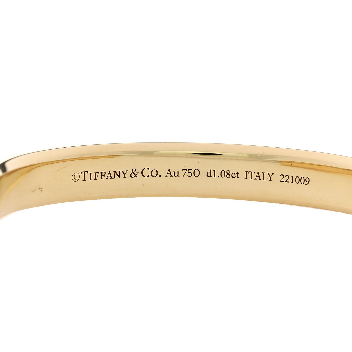 18K Yellow White Gold Diamond Tiffany Lock Half Pave Bangle Bracelet