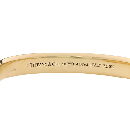 Tiffany 18K Yellow White Gold Diamond Tiffany Lock Half Pave Bangle Bracelet 3 of 3