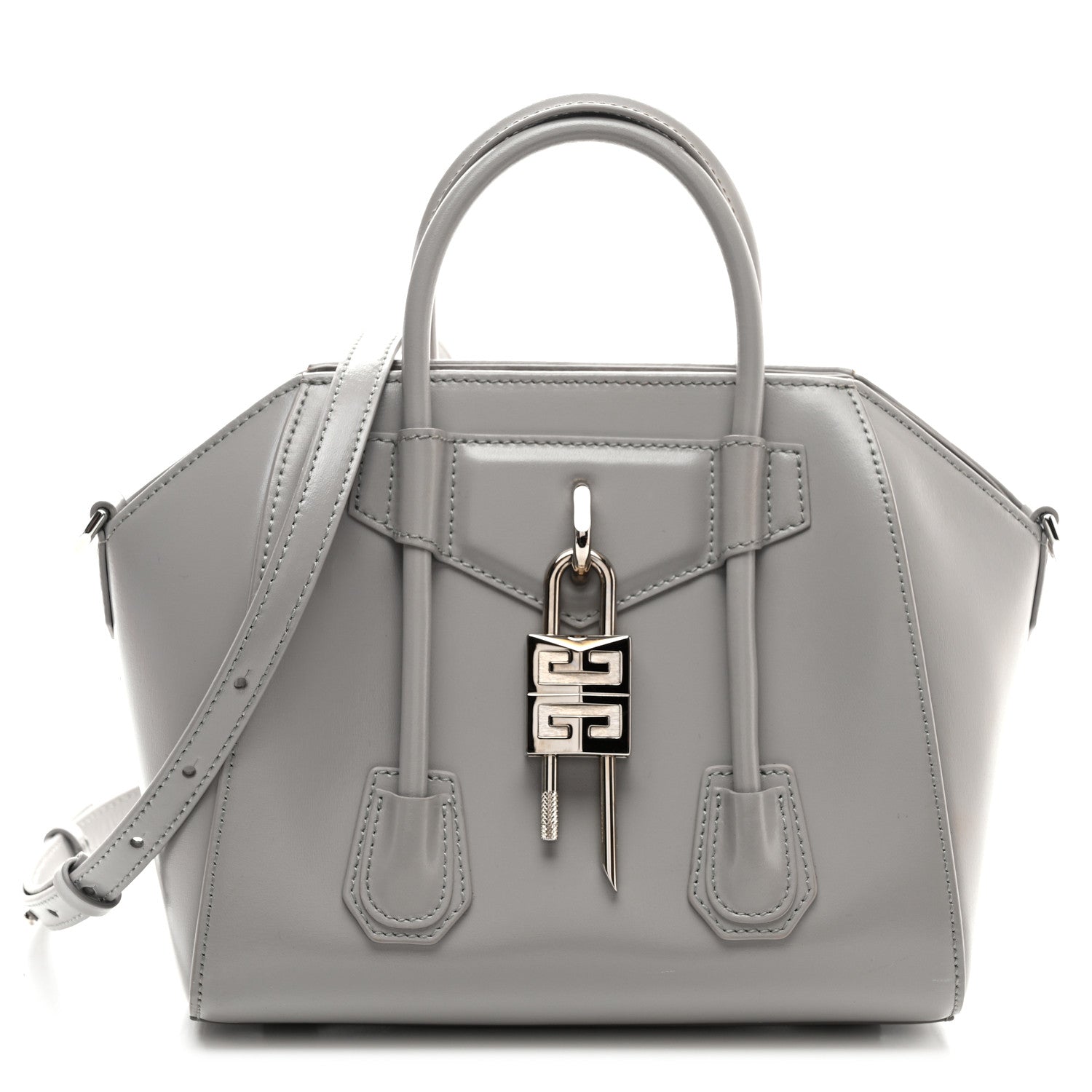 Givenchy Box Calfskin Mini Lock Antigona Shoulder Bag Medium Grey 1 of 8