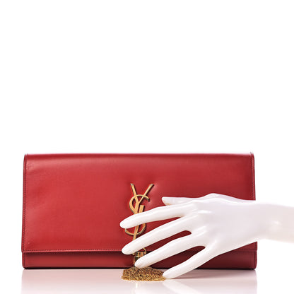 Saint Laurent Calfskin Classic Monogram Tassel Clutch Red 2 of 15