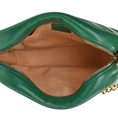 Gucci Calfskin Matelasse Small GG Marmont Chain Shoulder Bag Emerald Green 5 of 11
