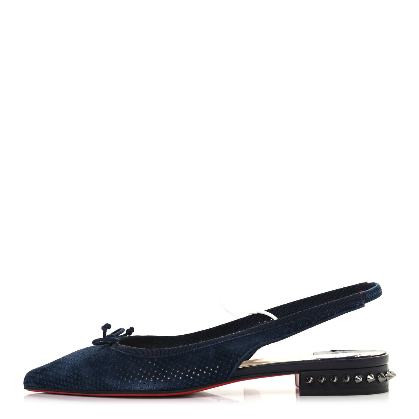 Velours Spiked Hall Slingback Flats 39 Navy