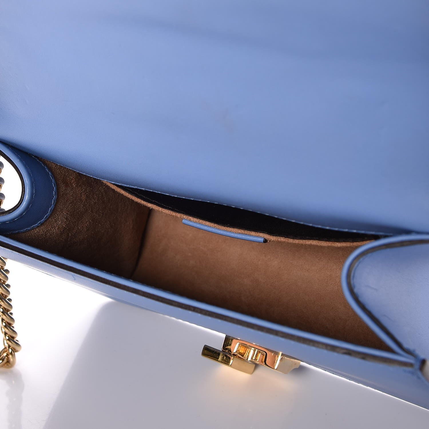 Gucci Calfskin Mini Sylvie Chain Shoulder Bag Clear Sky Blue 5 of 12
