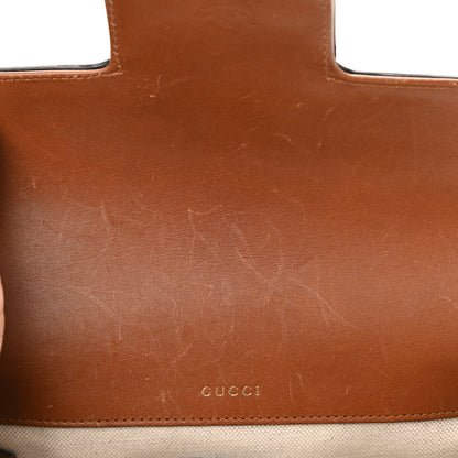 Gucci New Canvas Charisma Calfskin Crystal GG Monogram Mini Horsebit 1955 Shoulder Bag Camel Ebony 6 of 11