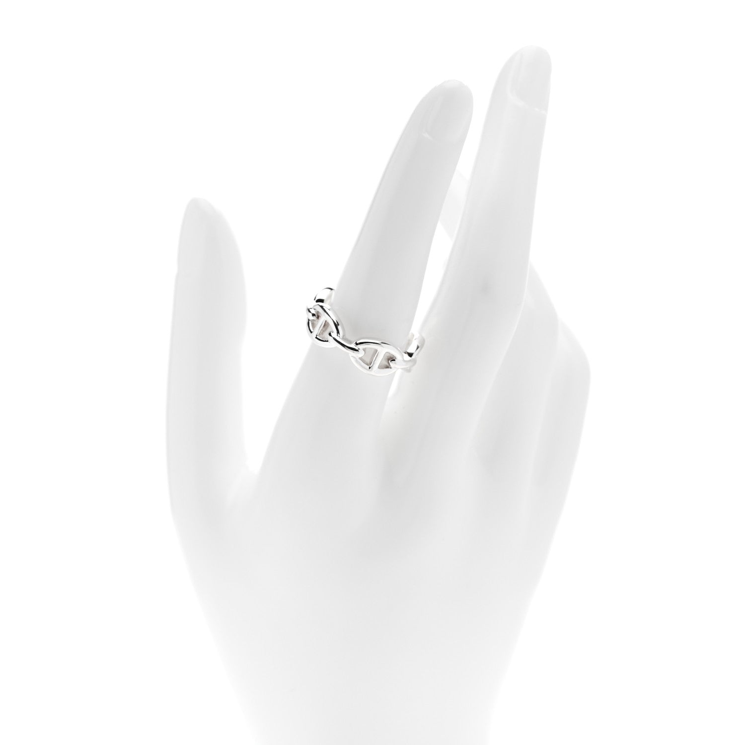 Hermes Sterling Silver PM Chaine d'Ancre Enchainee Band Ring 55 7.25 2 of 9