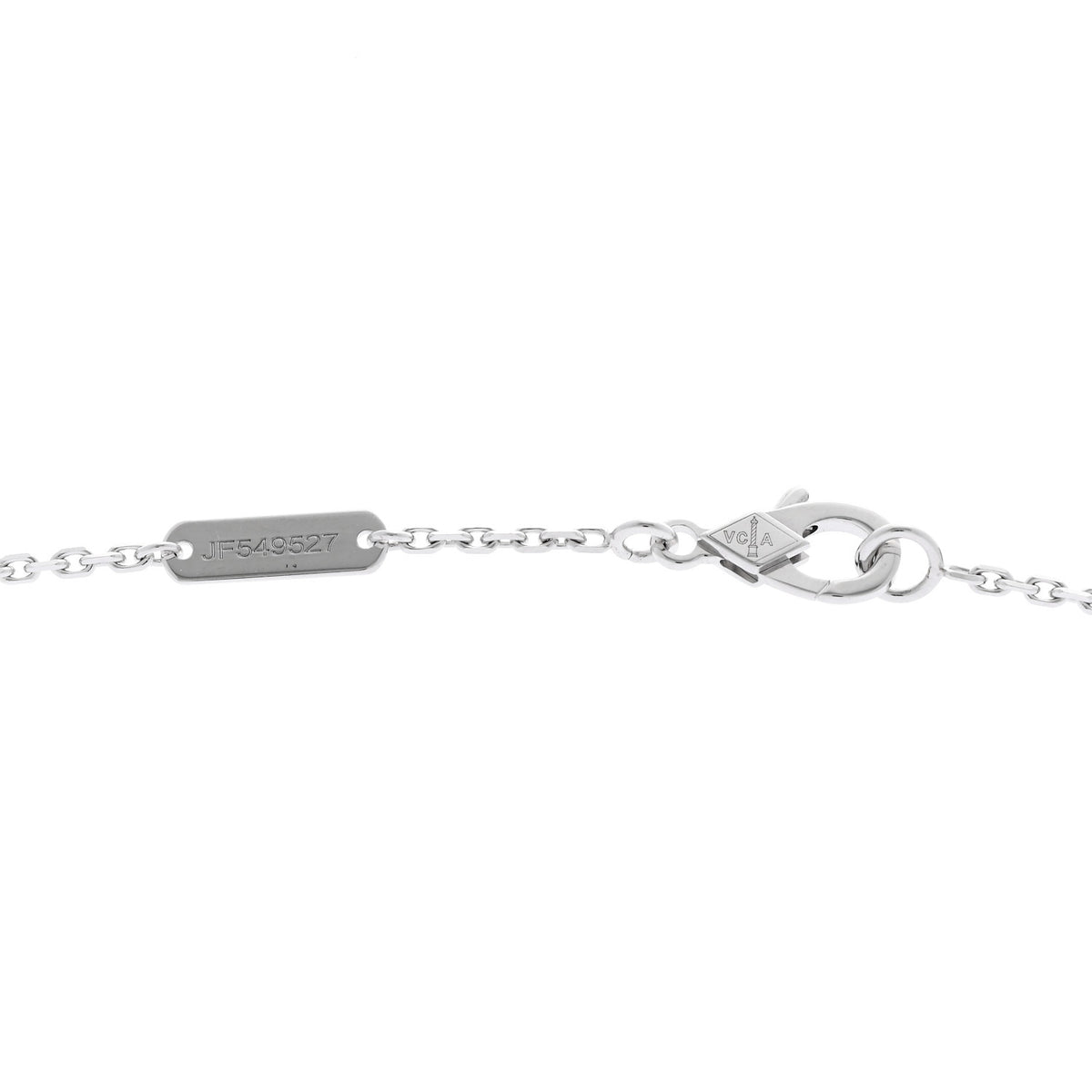 18K White Rose Gold Diamond Guilloche Vintage Alhambra Pendant Necklace