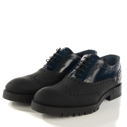 Louis Vuitton Glazed Matte Calfskin Mens Richelieu Oxfords 8 Marine 3 of 8