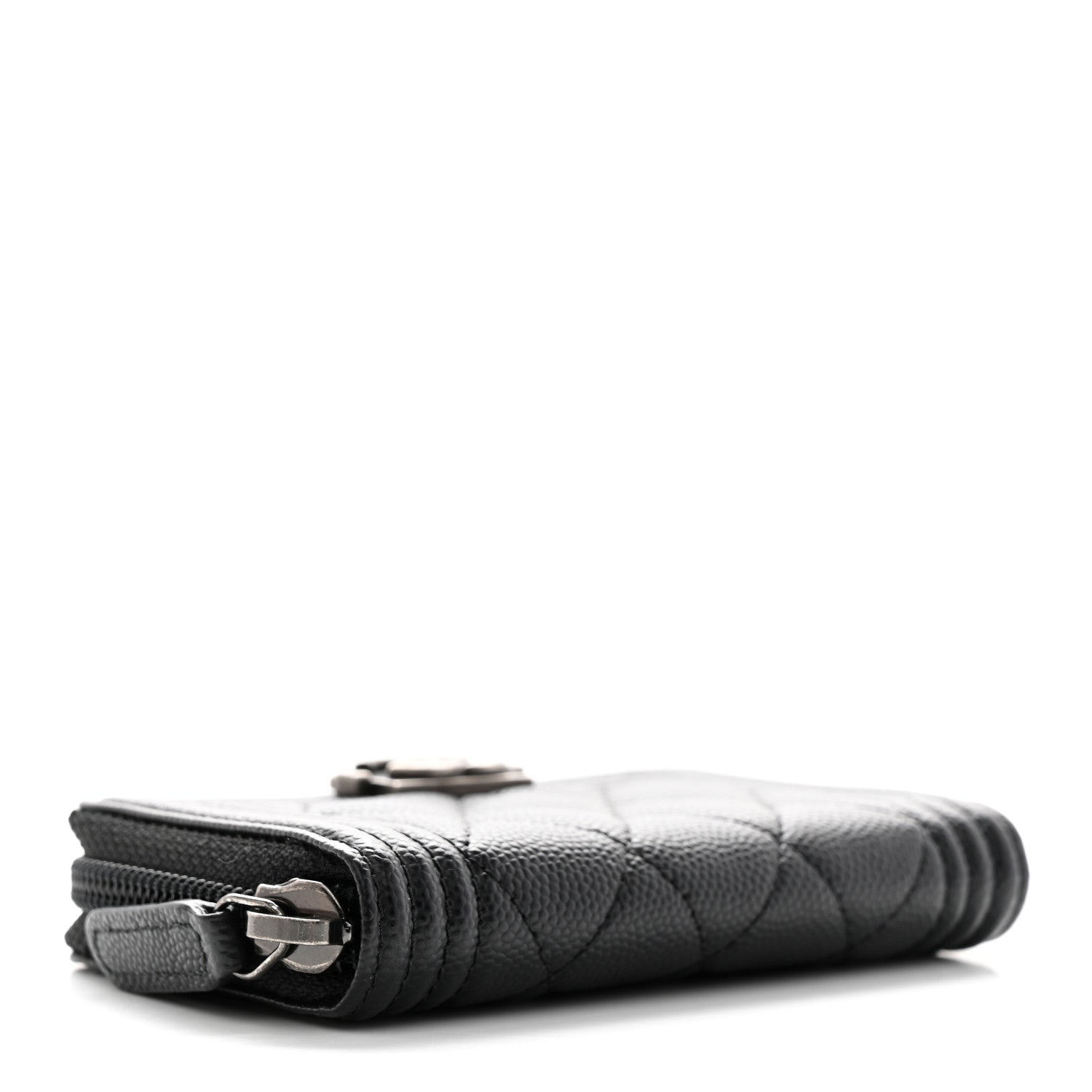 Chanel Caviar Quilted Boy Zip Around Coin Purse Wallet Black 4 of 8