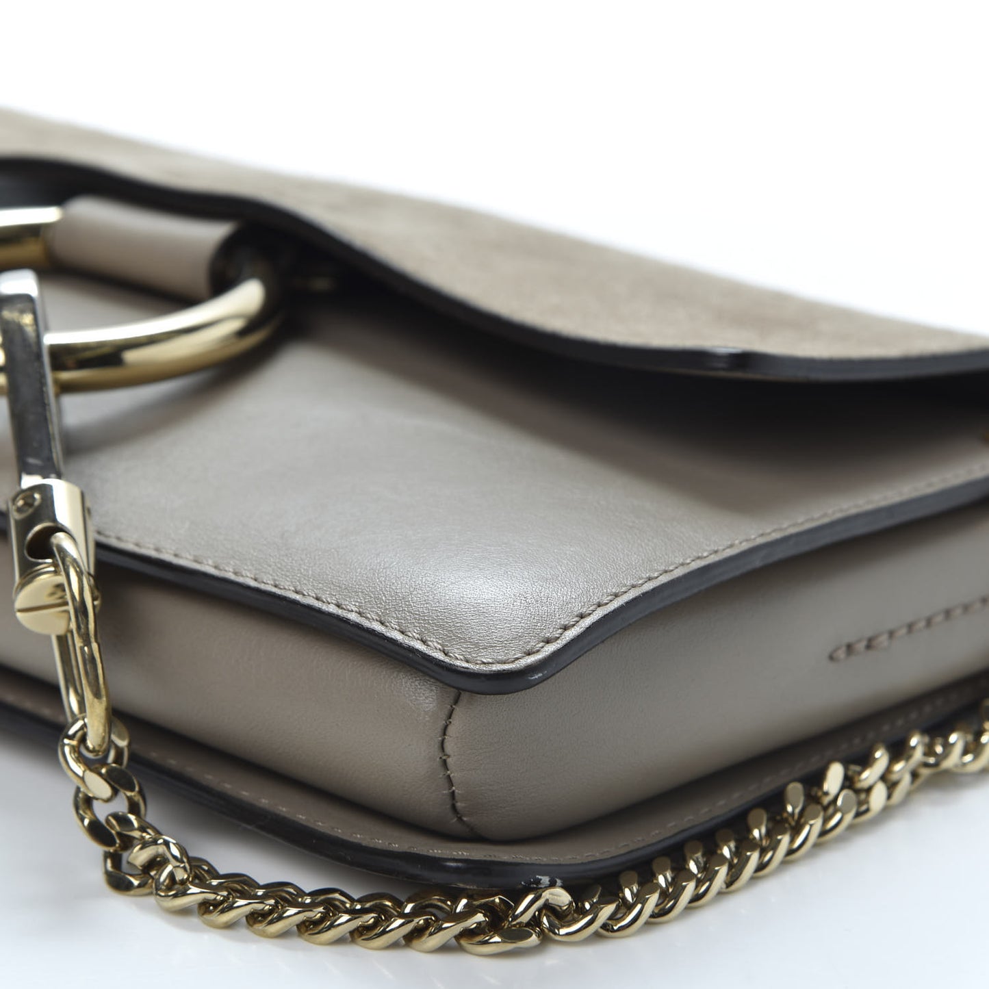 Suede Calfskin Small Faye Shoulder Bag Motty Grey