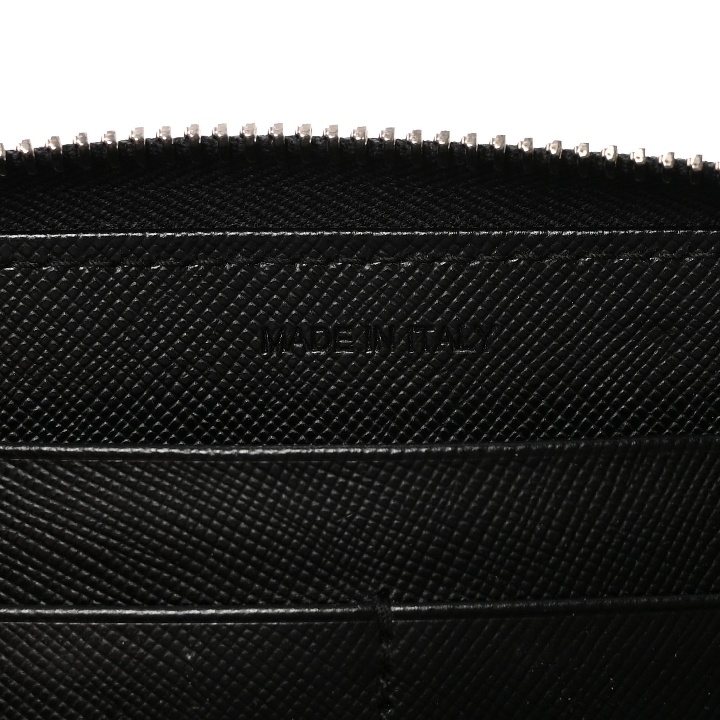 Saffiano Metal Large Zip Around Travel Wallet Black