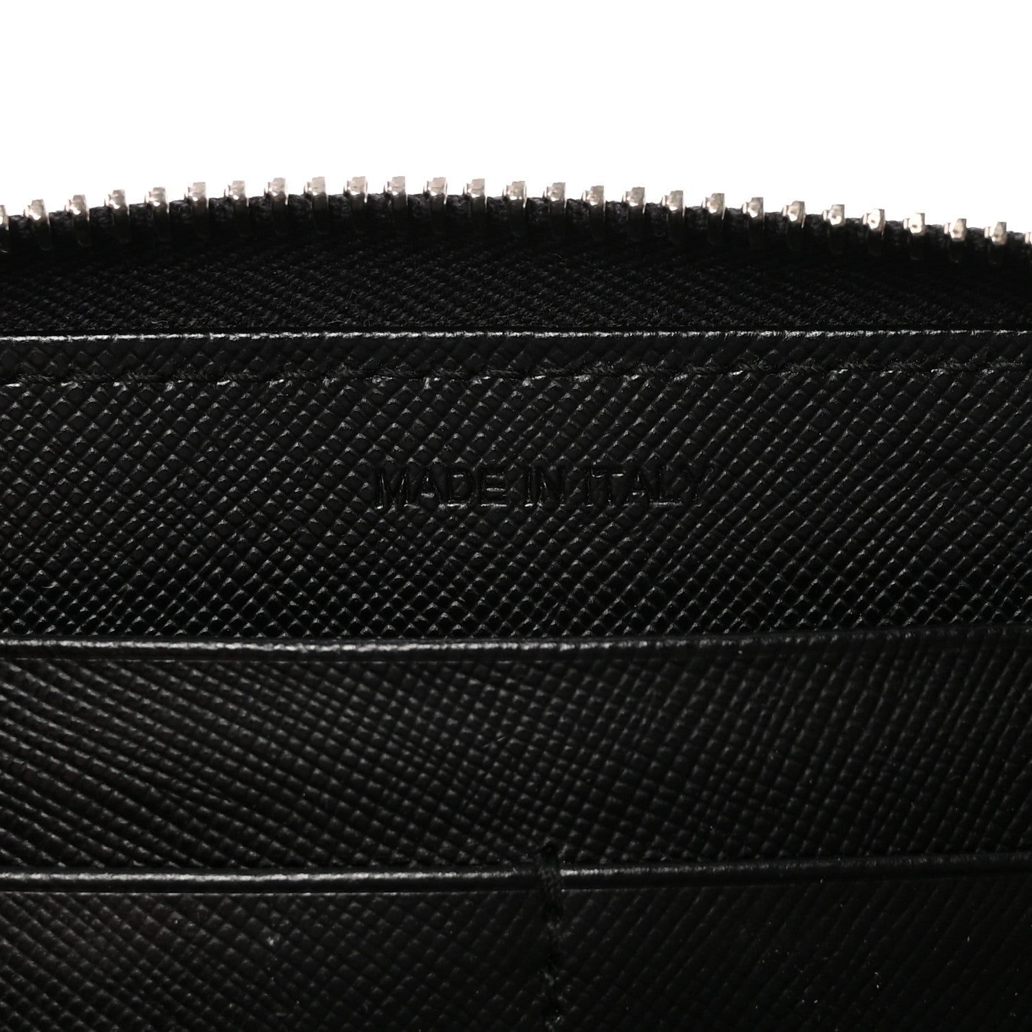 Prada Saffiano Metal Large Zip Around Travel Wallet Black 7 of 8
