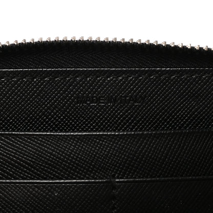 Prada Saffiano Metal Large Zip Around Travel Wallet Black 7 of 8