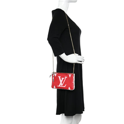 Louis Vuitton Monogram Giant Double Zip Pochette Rouge 2 of 13