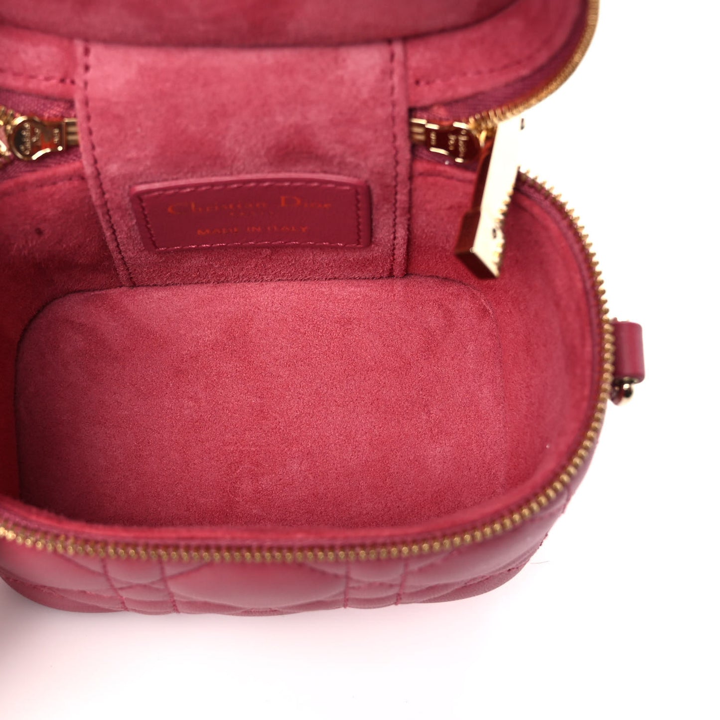 Lambskin Cannage Micro Vanity Case Strawberry Pink