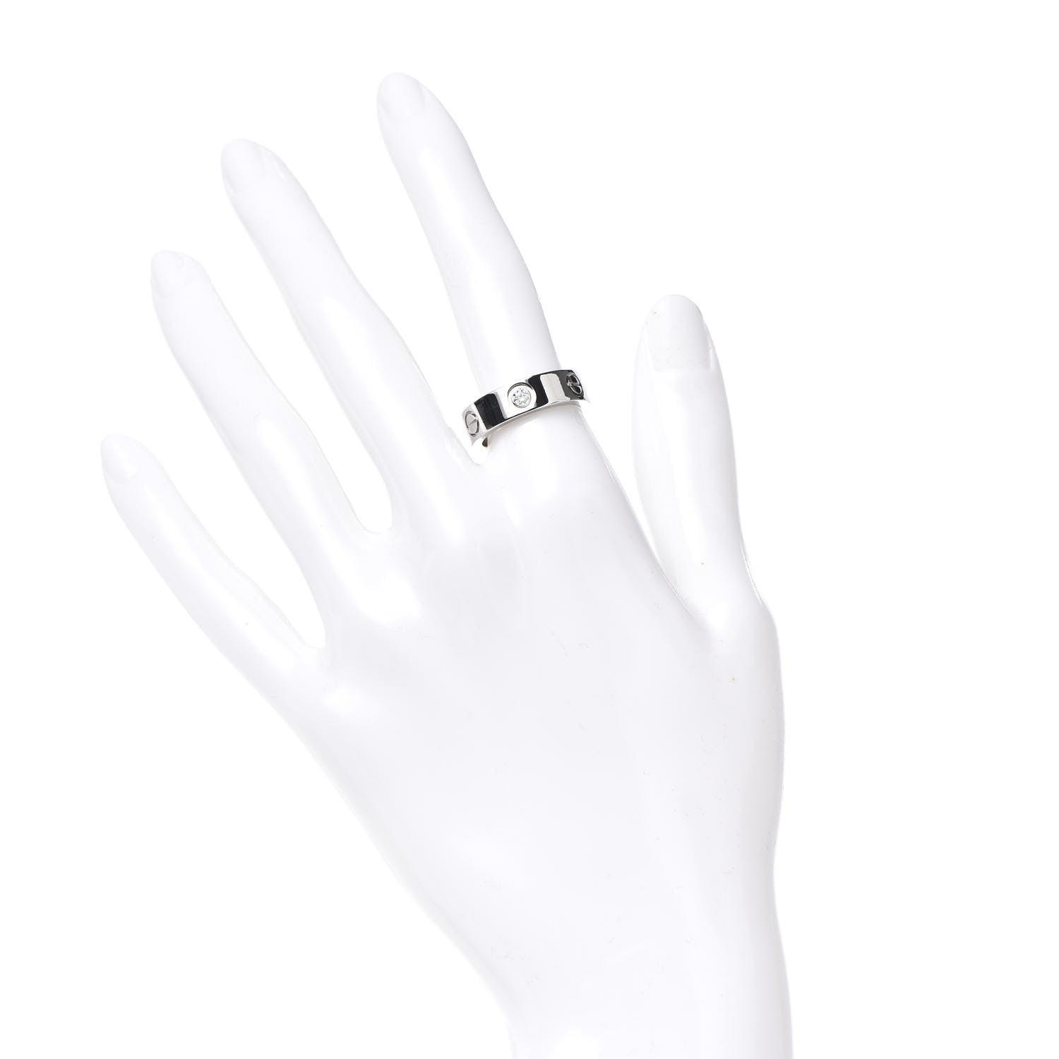 Cartier 18K White Gold 3 Diamond 5.5mm LOVE Ring 52 6 2 of 5