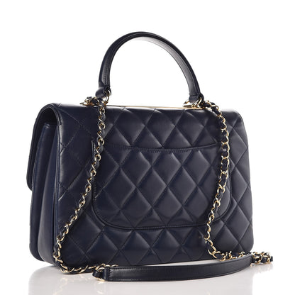 Chanel Lambskin Quilted Medium Trendy CC Flap Dual Handle Bag Navy Blue 3 of 13