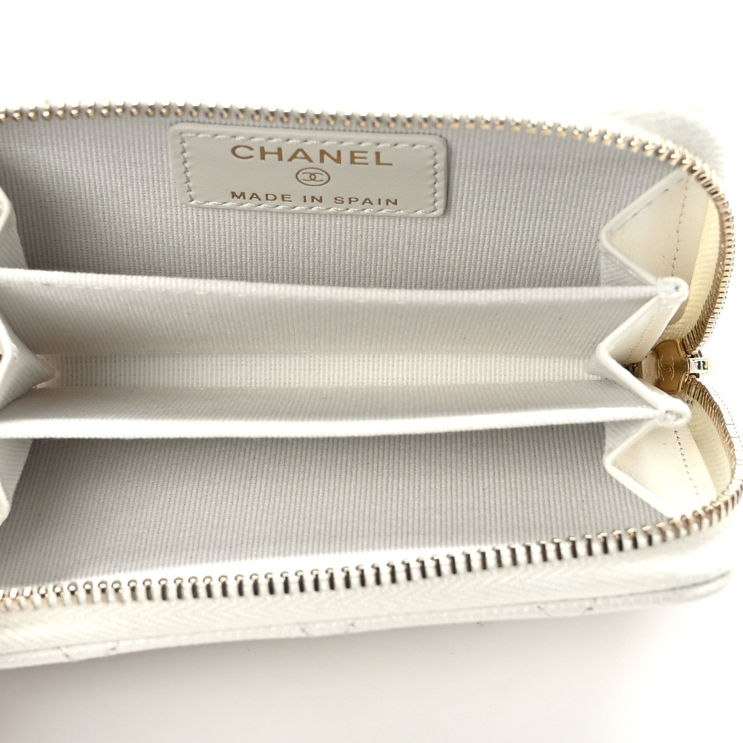 Chanel Caviar Quilted Classic Zipped Coin Purse White 5 of 9